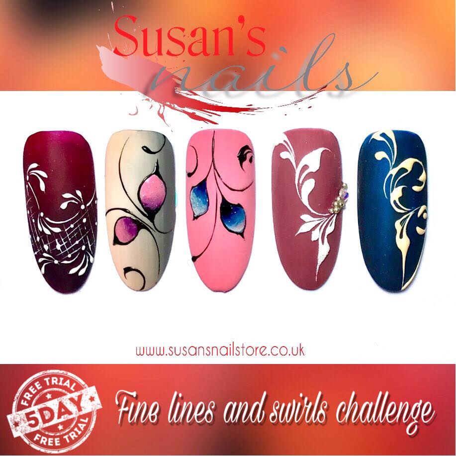 5 day FREE Fine Lines and Swirls Nail Art Challenge day 5